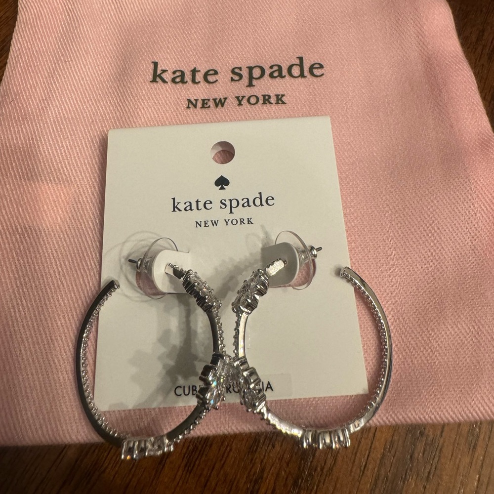 Kate Spade Silver Flower Hoop Earrings‎